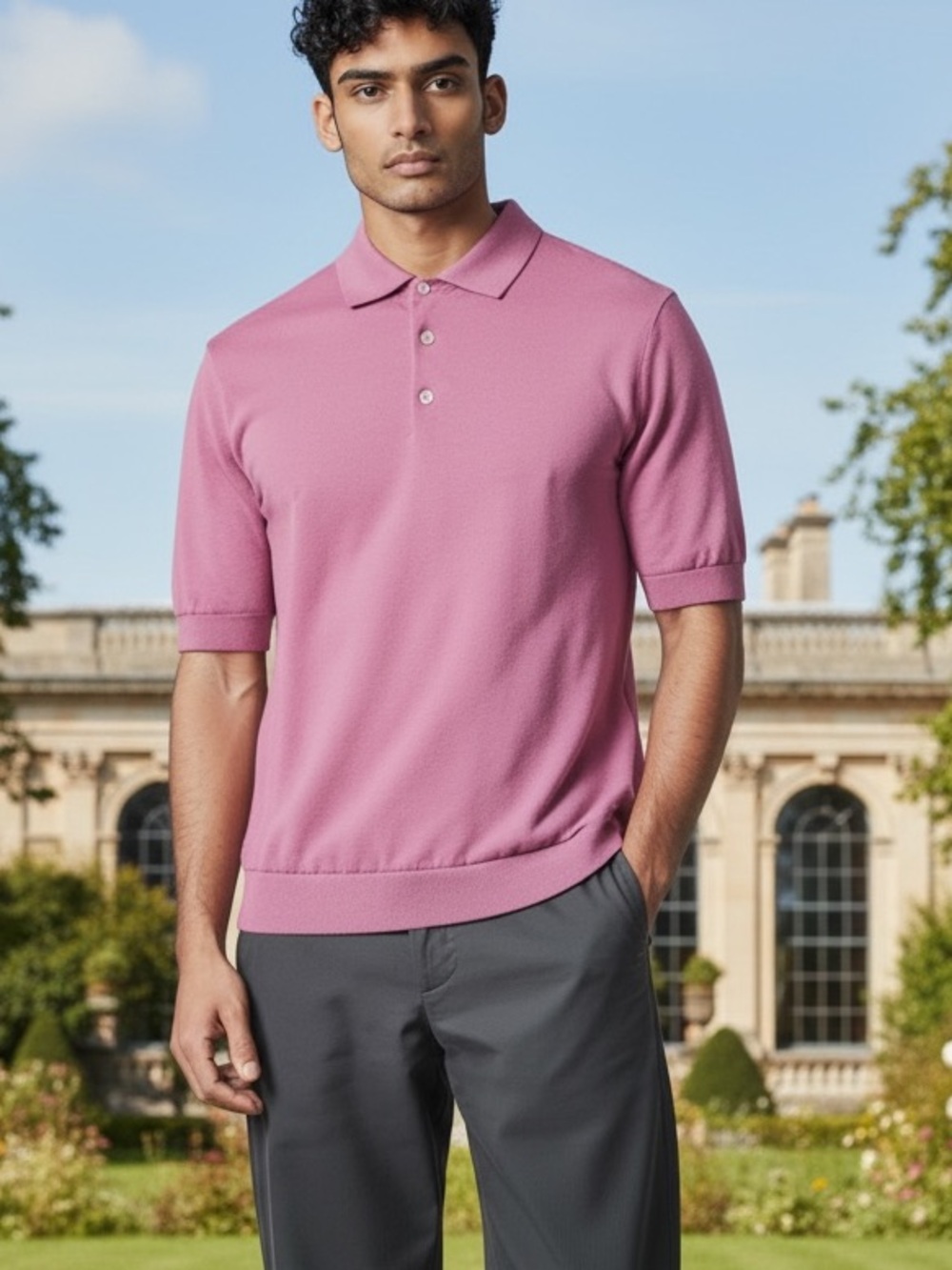 Lardini buttoned knitted short sleeve polo shirt size M